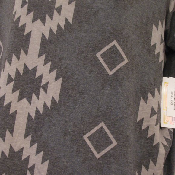 *  2/$15 LuLaRoe Irma Tunic XXS 2XS NWT$36 Gray Aztec Print Oversized High Low - Picture 3 of 4